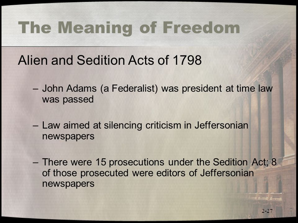 What was the purpose of the Espionage and Sedition Acts?