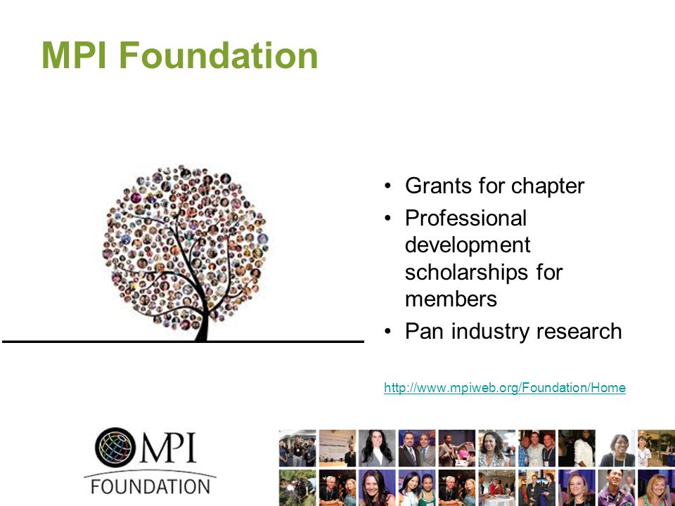 MPI Foundation Grants for chapter Professional development scholarships for members Pan industry research