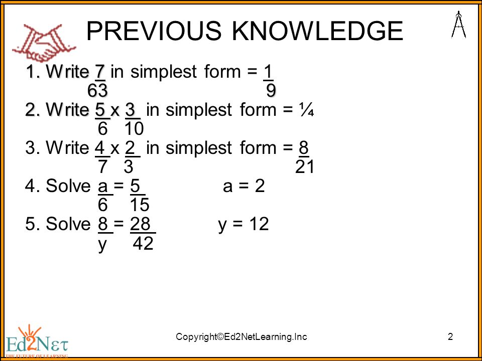 copyright ed2netlearning inc1 review of probability ppt download 8 28 in simplest form