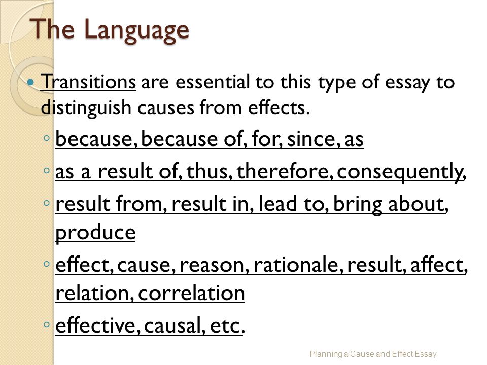 cause and effect transition words for essays cause and effect transition words for essays