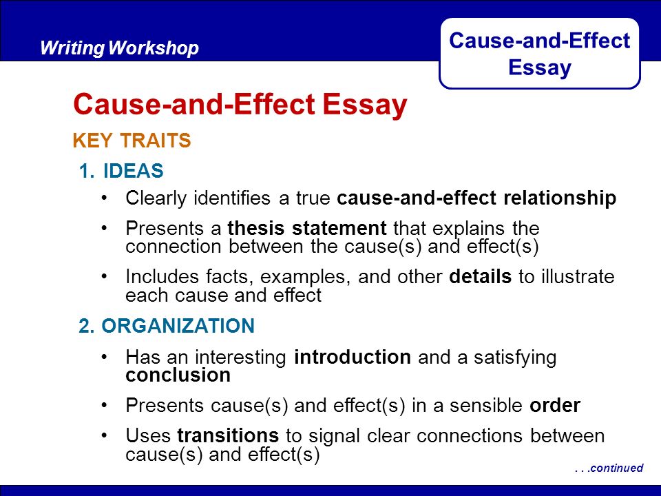 Idea for cause and effect essay