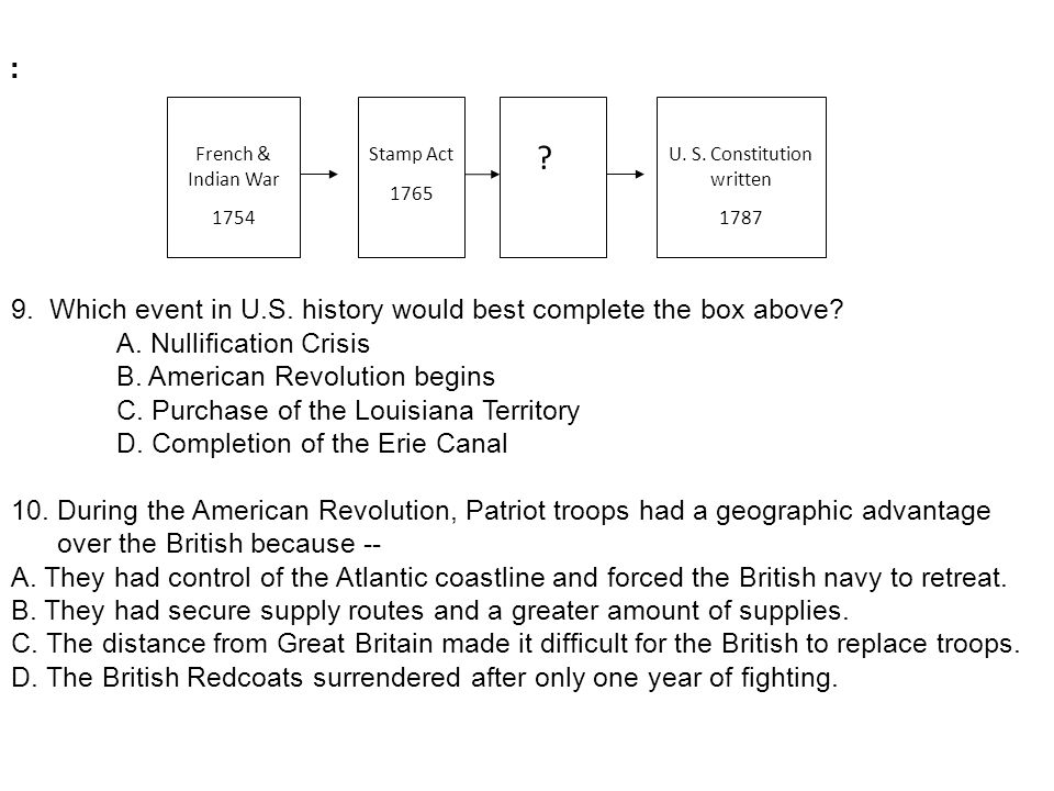 : 9. Which event in U.S. history would best complete the box above.