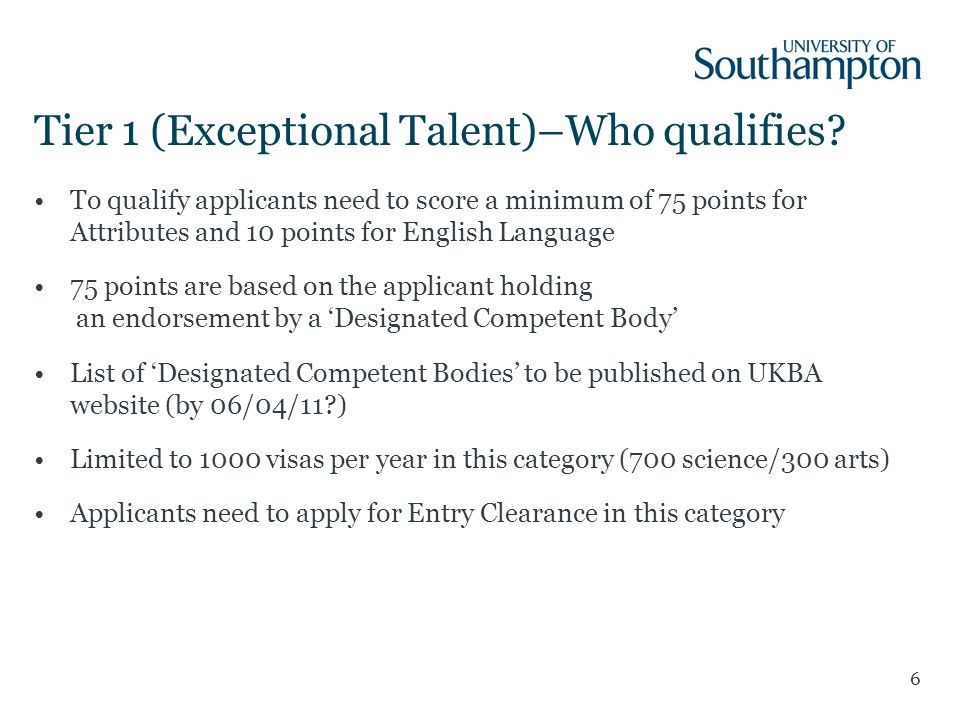 6 Tier 1 (Exceptional Talent)–Who qualifies.