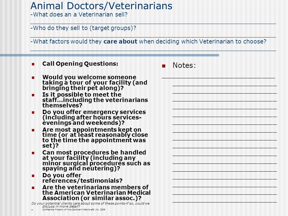 Animal Doctors/Veterinarians -What does an a Veterinarian sell.