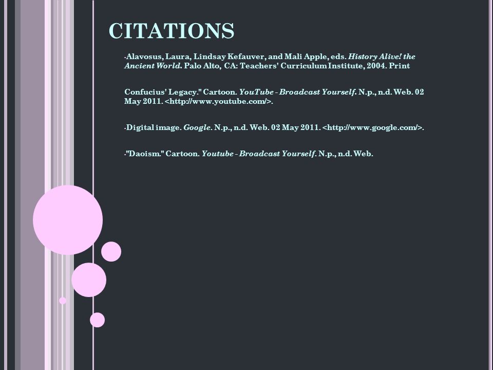 CITATIONS Alavosus, Laura, Lindsay Kefauver, and Mali Apple, eds.
