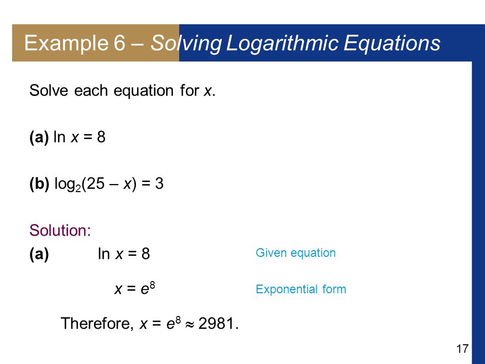 copyright cengage learning all rights reserved exponential and ln x 3 in exponential form
