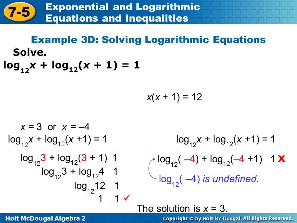 Logarithmic Equations Algebra 2 Solving Simple Logarithmic Equations Problem 2 Algebra