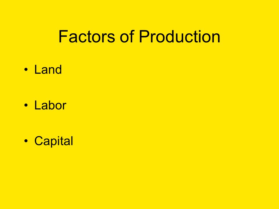 Factors of Production Land Labor Capital
