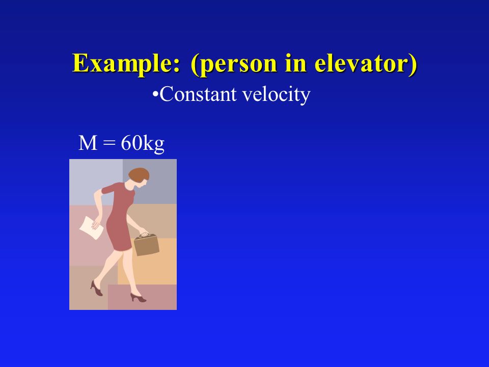 Example: (person in elevator) M = 60kg Constant velocity