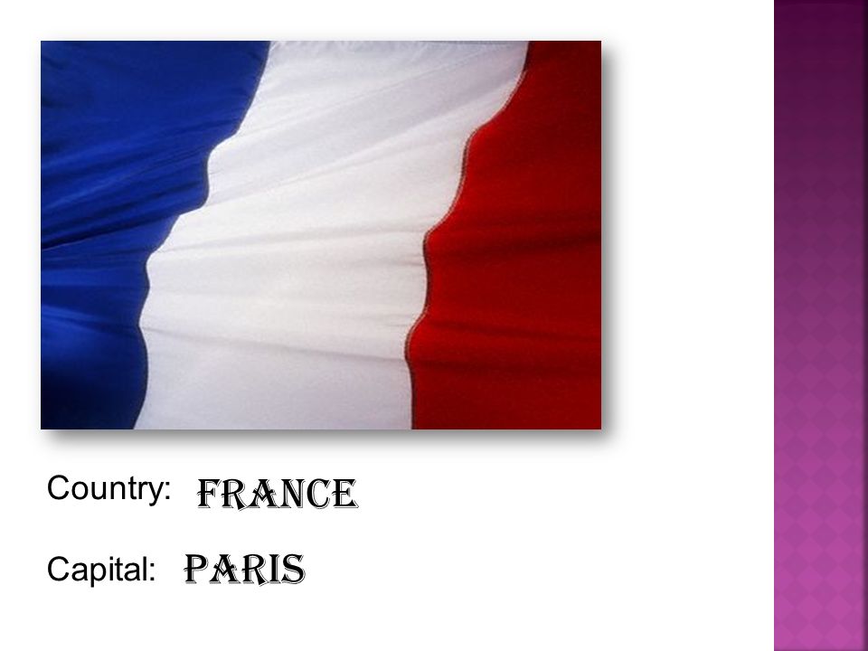 Country: Capital: France Paris