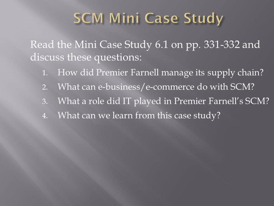 Supply chain management case study with questions