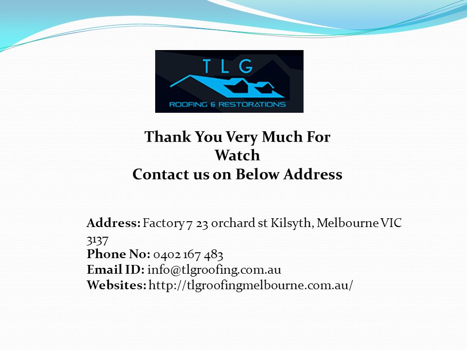 Thank You Very Much For Watch Contact us on Below Address Address: Factory 7 23 orchard st Kilsyth, Melbourne VIC 3137 Phone No: ID: Websites: