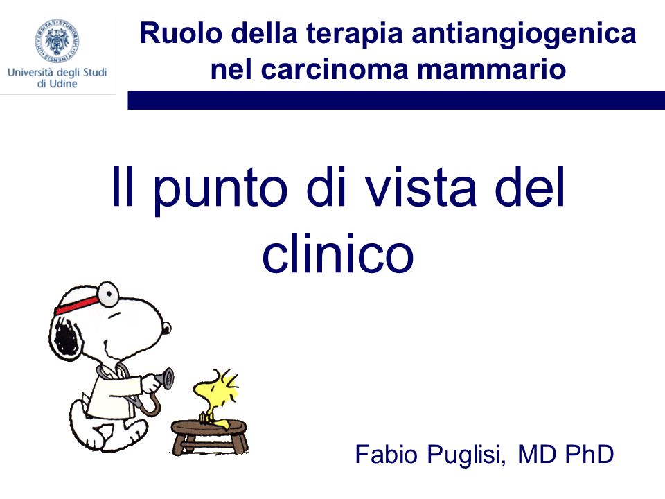 Il punto di vista del clinico Fabio Puglisi, MD PhD Ruolo della terapia antiangiogenica nel carcinoma mammario