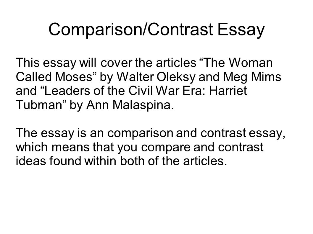 Comparison And Contrast Essay Ideas