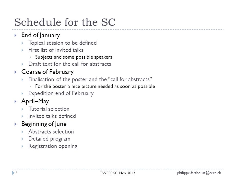 Schedule for the SC TWEPP SC Nov.