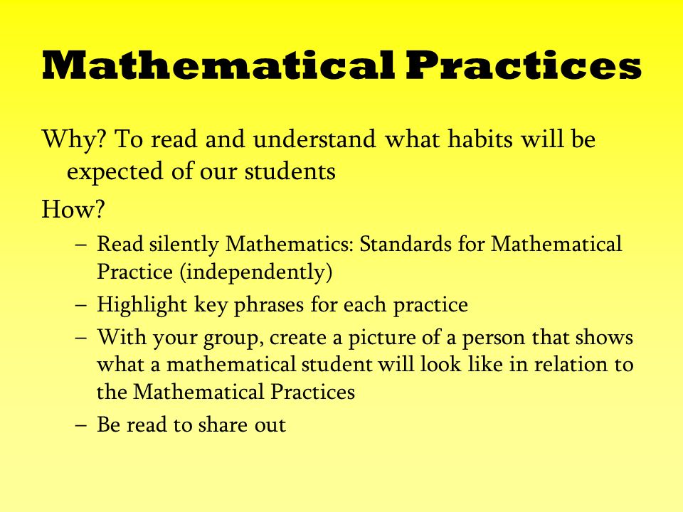 Mathematical Practices Why.