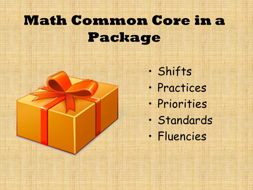 Math Common Core in a Package Shifts Practices Priorities Standards Fluencies
