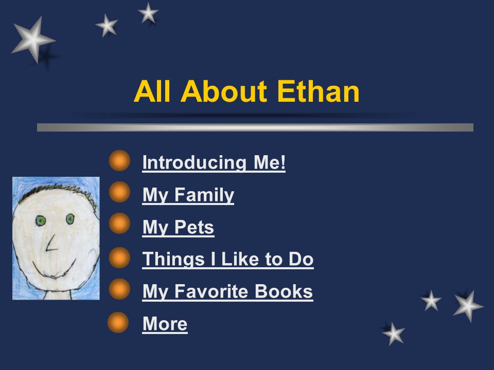 All About Ethan Introducing Me! My Family My Pets Things I Like to Do My Favorite Books More