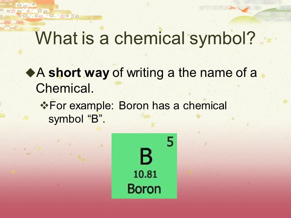 What is a chemical symbol.  A short way of writing a the name of a Chemical.
