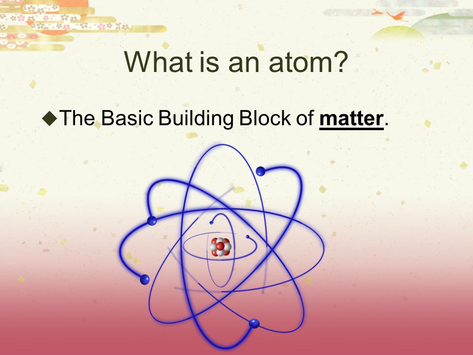 What is an atom  The Basic Building Block of matter.