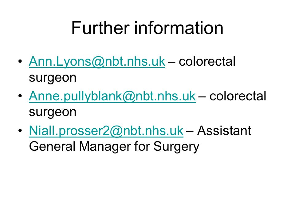 Further information – colorectal  – colorectal  – Assistant General Manager for
