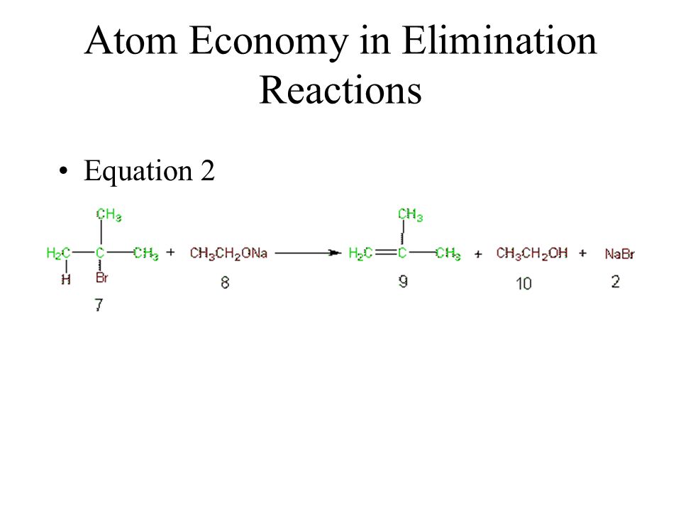 Green Chemistry Module For Organic A Project With Major 13 Atom Economy In Elimination Reactions Equation 2