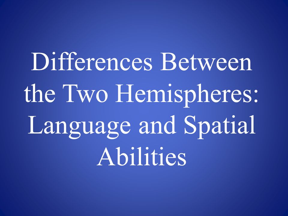 Differences Between the Two Hemispheres: Language and Spatial Abilities