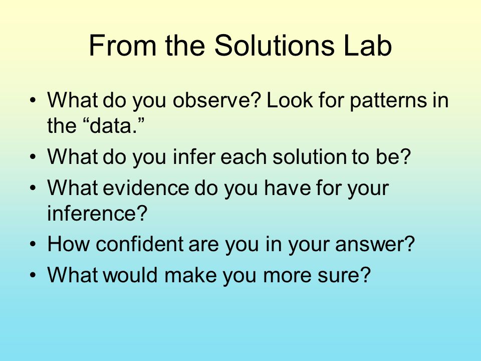 From the Solutions Lab What do you observe.