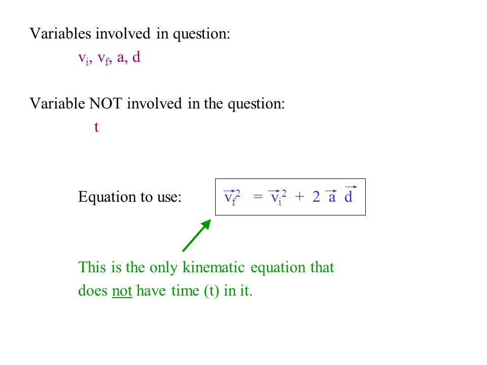 Unit 1 D Kinematics Lesson 5 Kinematic Equations Centre High 7 Variables