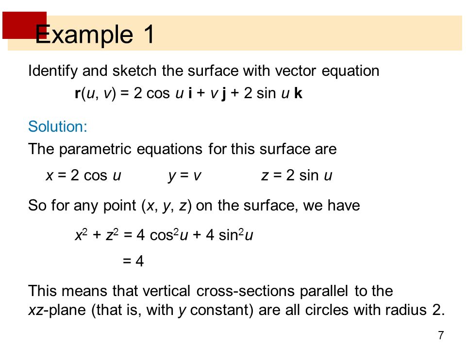 Vector Functions 10 Parametric Surfaces We 7