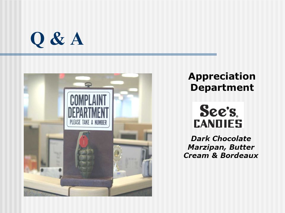 Q & A Appreciation Department Dark Chocolate Marzipan, Butter Cream & Bordeaux