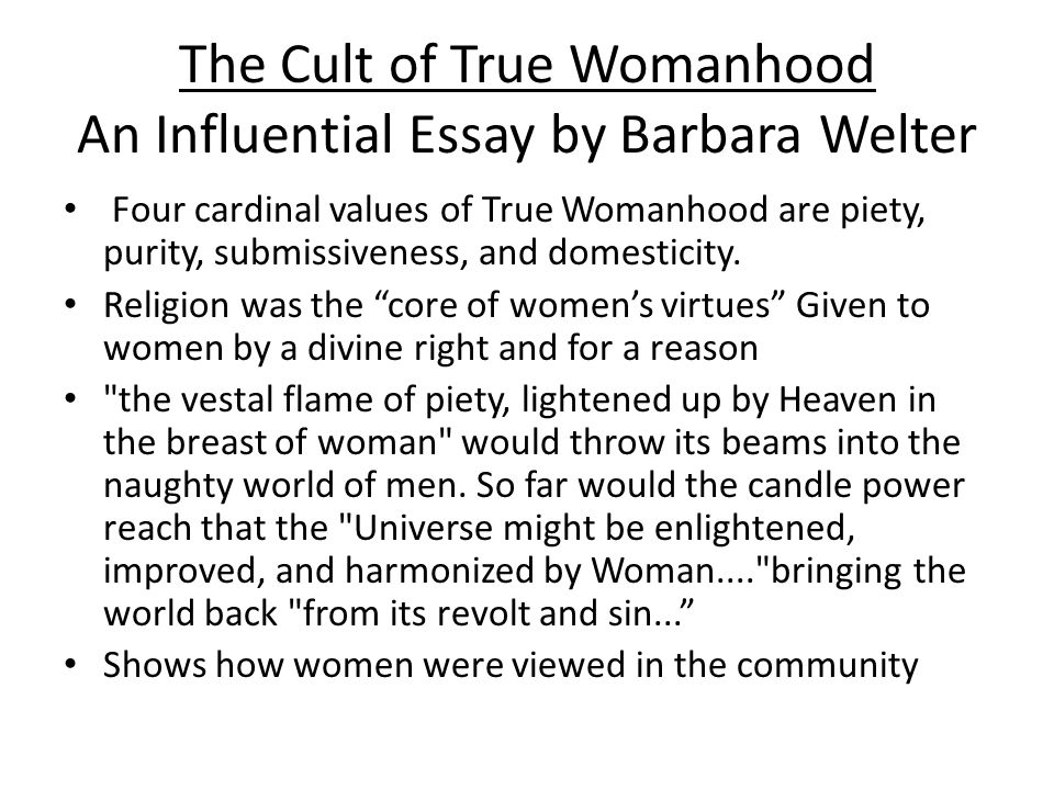 the cult of true womanhood the cult of true womanhood