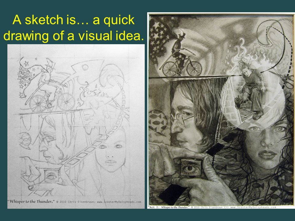 A sketch is… a quick drawing of a visual idea.