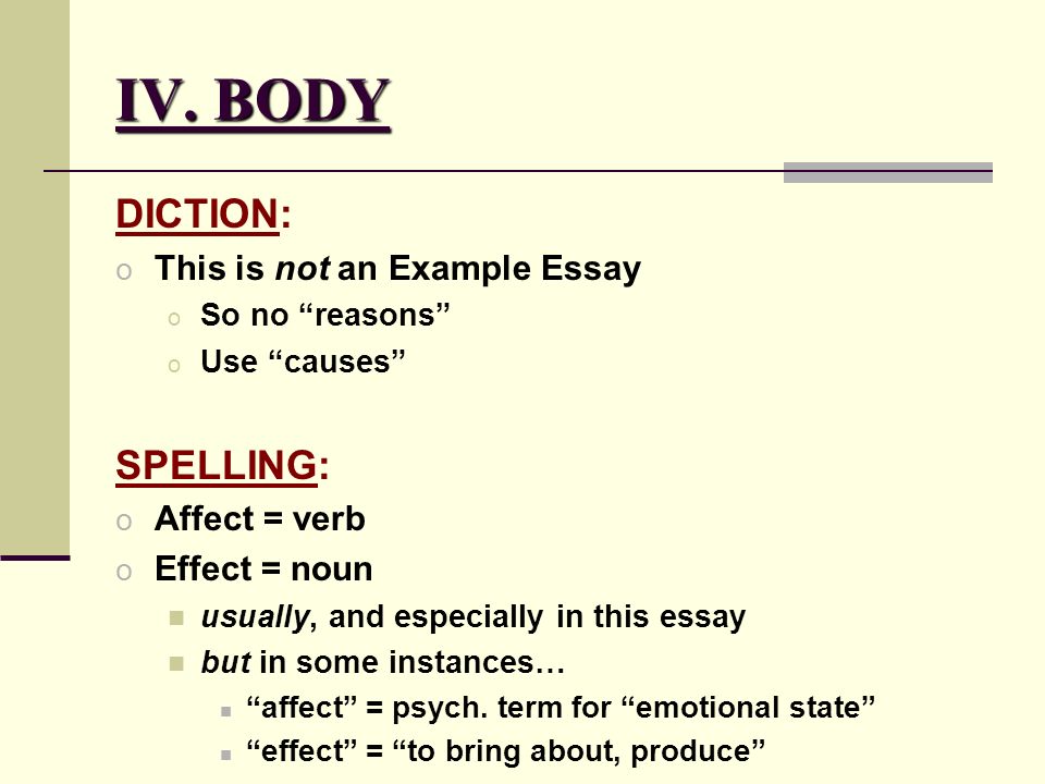 Example Of Cause And Effect Essay