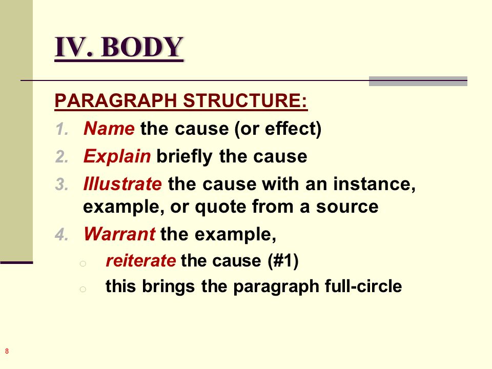 Structure Of Cause And Effect Essay