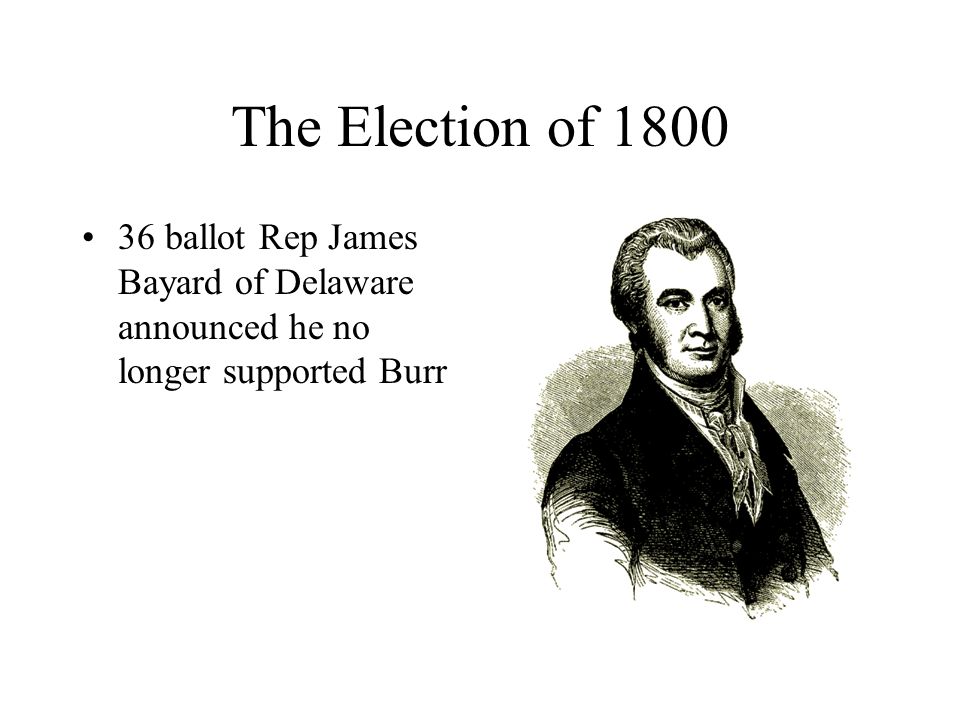 The Election of ballot Rep James Bayard of Delaware announced he no longer supported Burr