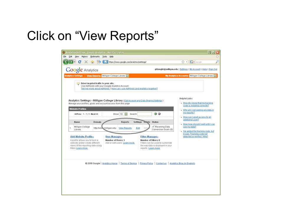 Click on View Reports