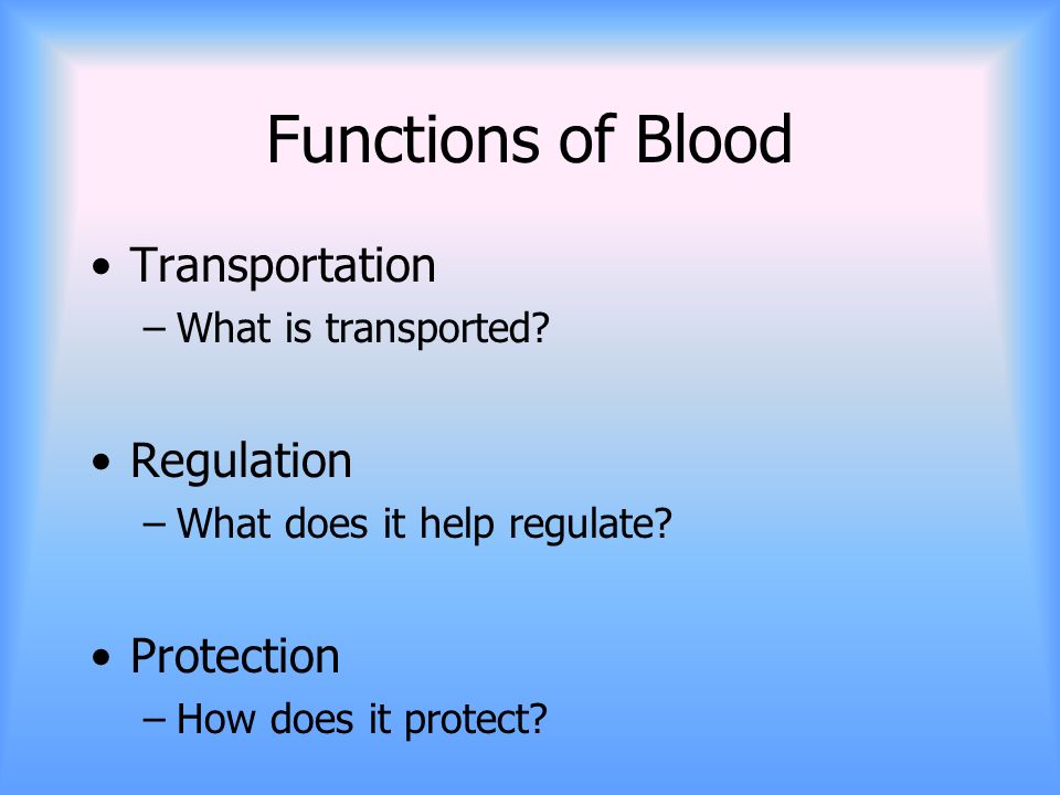 Functions of Blood Transportation –What is transported.