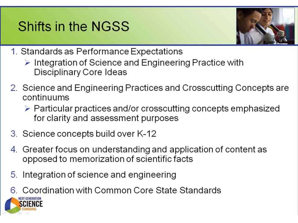 Summary: Shifts in the Teaching and Learning of Science Organize around limited number of core ideas.