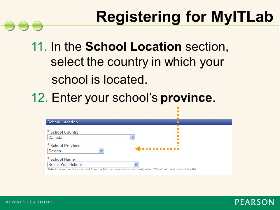 Registering for MyITLab 11.