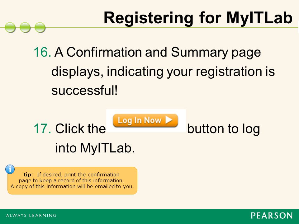 Registering for MyITLab 16.