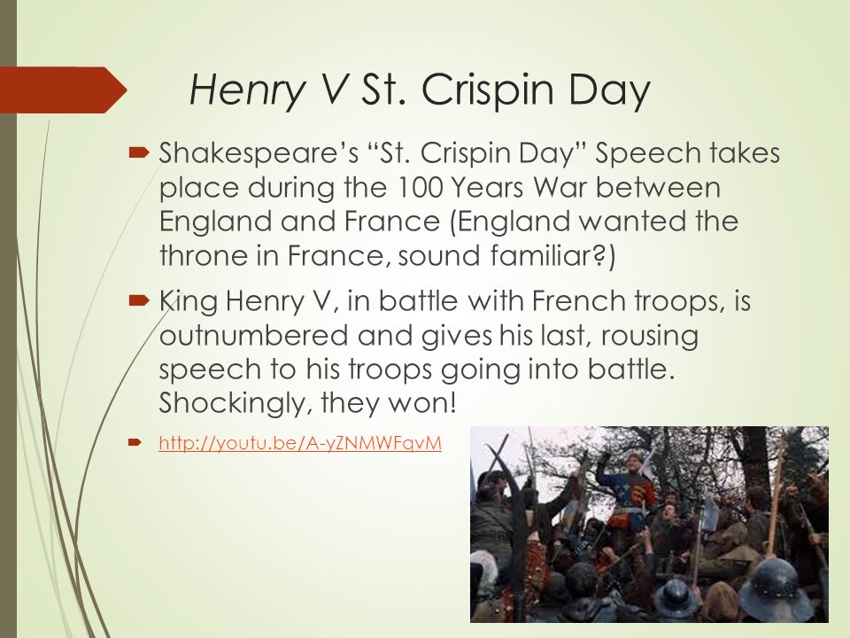 Henry V St. Crispin Day  Shakespeare’s St.