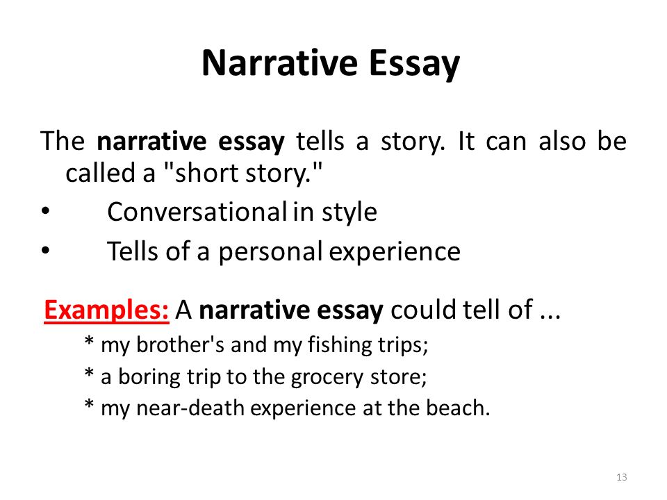 The narrative essay tells a story.