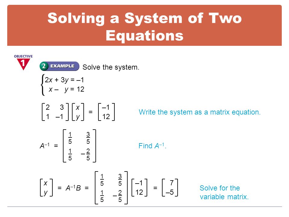 Solve Equations Using Matrices Talkchannels 4 7 Inverse Matrices Systems Objectives Solving Of Using Matrix Equations