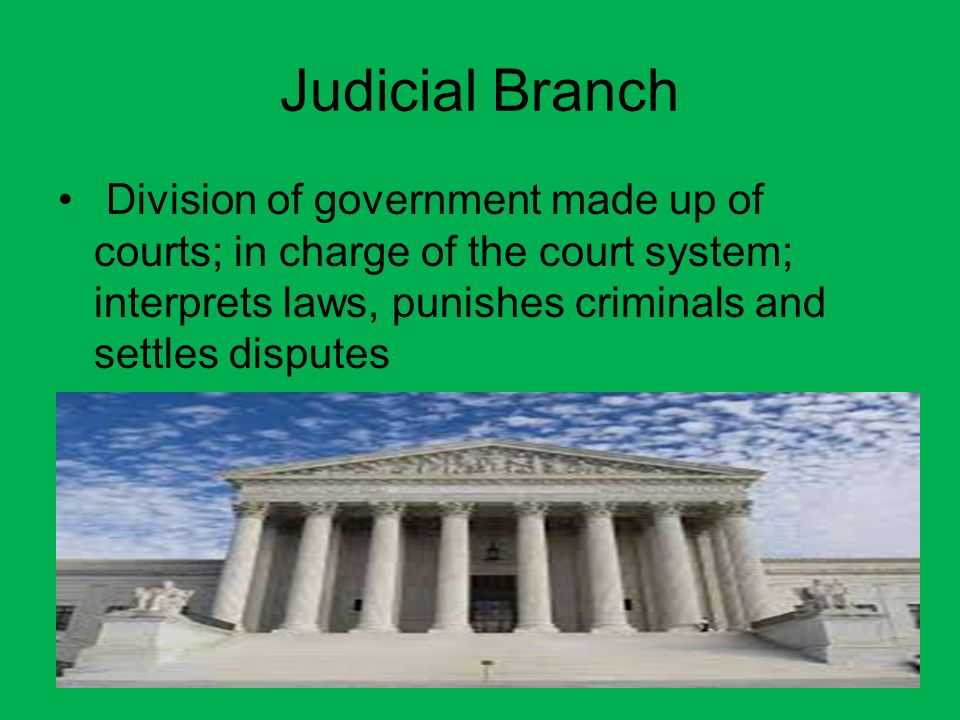 Executive Branch Division of government that includes the president and administrators; enforces laws.