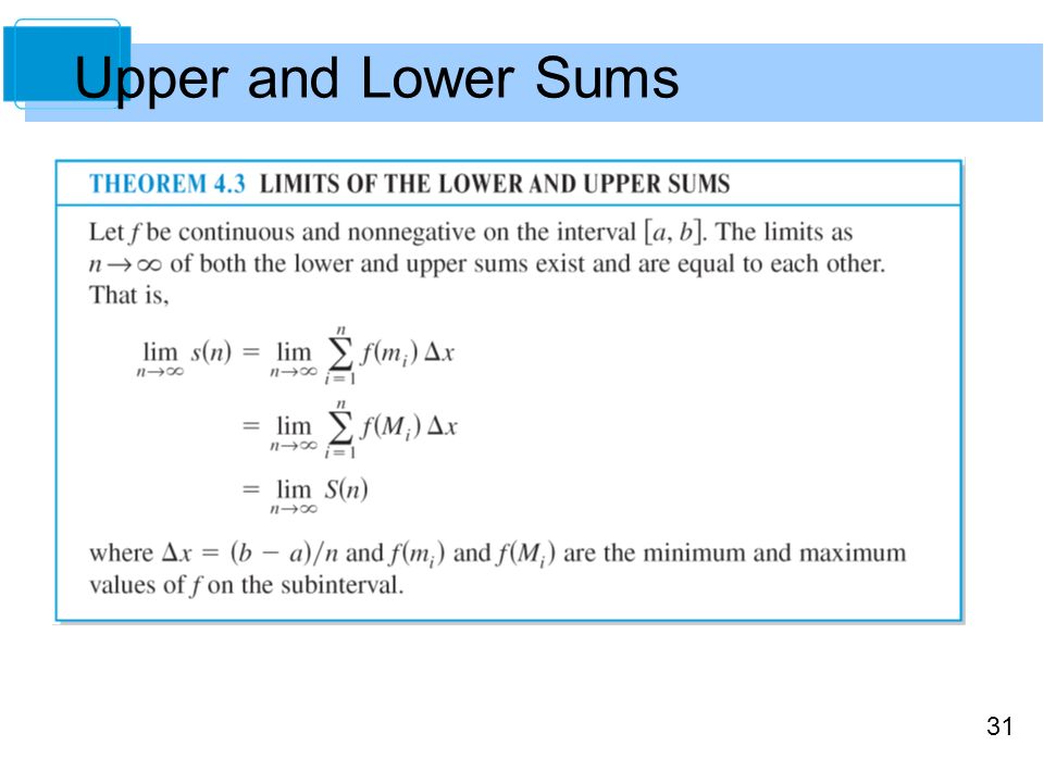 31 Upper and Lower Sums