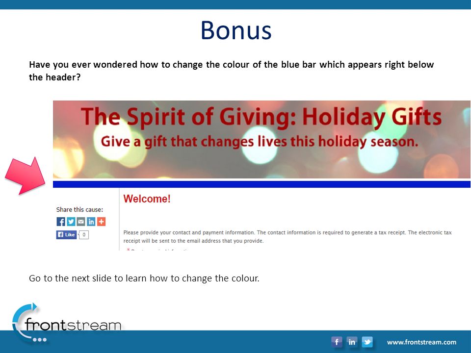 Bonus Have you ever wondered how to change the colour of the blue bar which appears right below the header.
