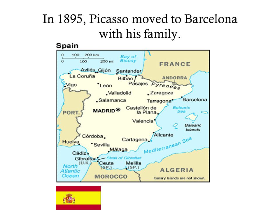 In 1895, Picasso moved to Barcelona with his family.