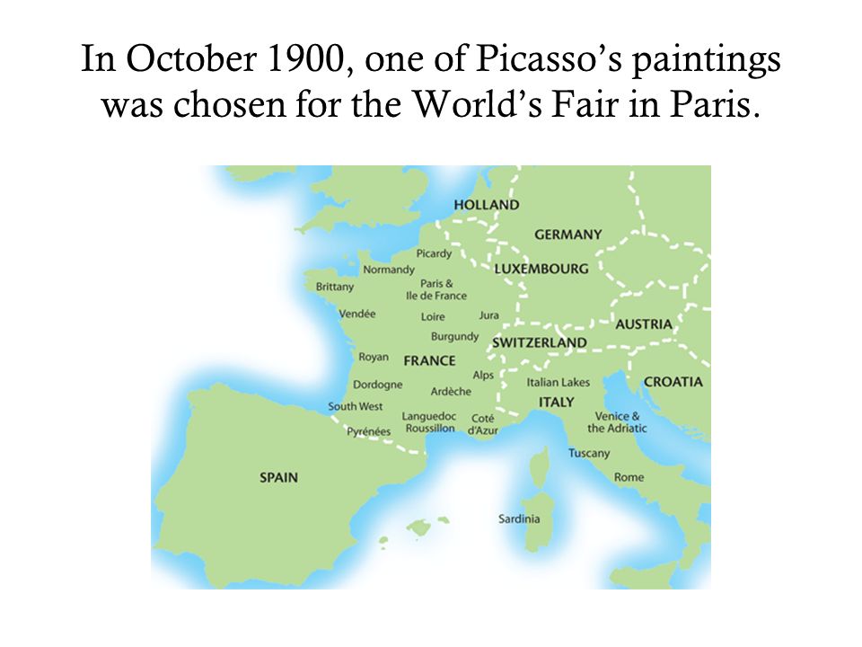 In October 1900, one of Picasso’s paintings was chosen for the World’s Fair in Paris.