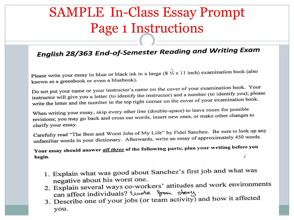 in class essay prompts